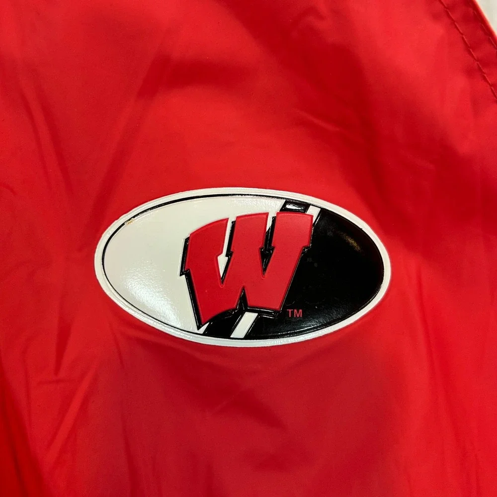 Wisconsin Badgers Windbreaker Jacket Mens‎ XXL Red White Full Zip NCAA College